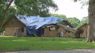 Acadia Parish storm victims begin cleaning up damage