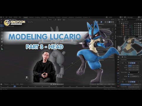 Blender Tutorial - Hướng dẫn model nhân vật Lucario - bài 3 Blocking Head