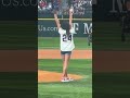 Gold medalist Hezly Rivera throws first pitch for Texas Rangers