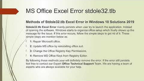 Office.com/setup – MS office Excel Error stdole32.tlb
