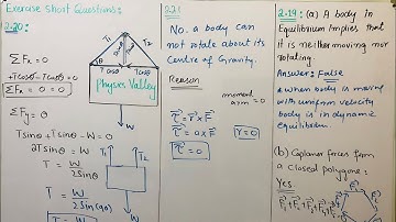 Exercise Short Questions 2.17 to 2.21 | Class 11 physics | Chapter 2 | Vectors and Equilibrium