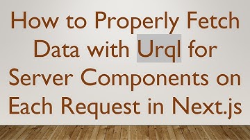 How to Properly Fetch Data with Urql for Server Components on Each Request in Next.js