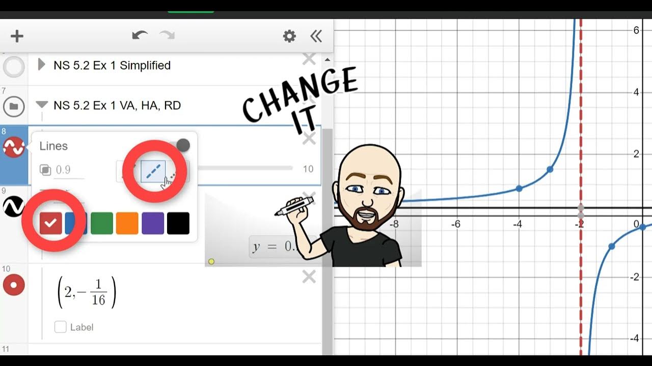 Desmos How to Make Asymptotes and Removable Discontinitues for