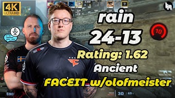 rain (24-13) w/olofmeister (Ancient) | FACEIT avg 3860 Elo | Oct 26, 2025 #cs2 #rain
