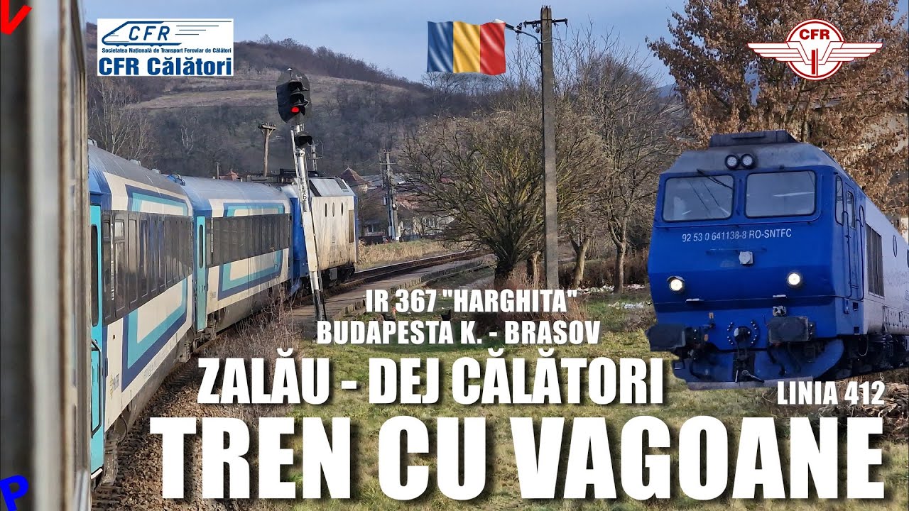 Zalau - Dej Calatori | Tren cu vagoane pe traseu deviat IR 367 Budapesta - Brasov