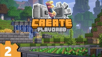 【Minecraft】Create Modpack - Early Tree Farm, Kelp Farm, & Wheat Farm(Ep. 2)