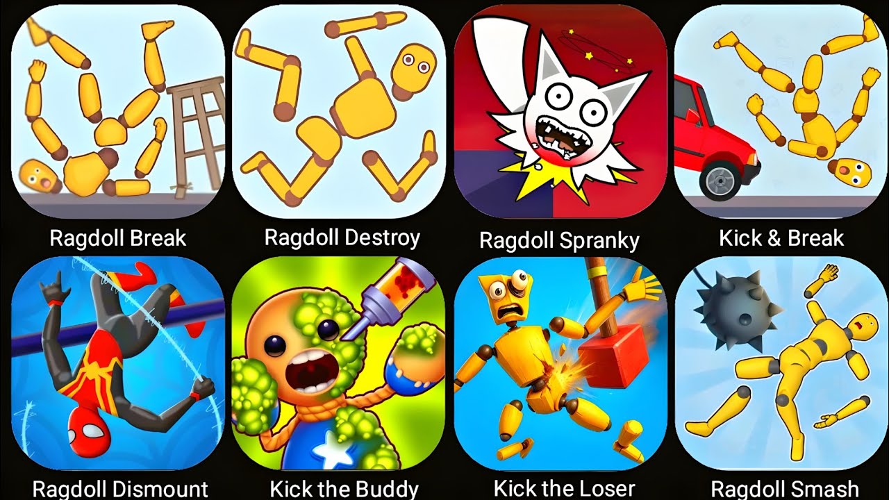 Ragdoll Car,Annoying Punch,Kick the Buddy 2016,Fun Ragdoll,Break Bone,Ragdoll Driving,Ragdoll Jump..