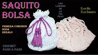 BOLSA - SAQUITO COMUNIÓN - QUINCEAÑERA - BODA - CUMPLEAÑOS - REGALOS] CROCHET Paso a Paso - YouTube