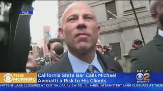 The california bar asked a judge to find that stormy daniels' former
attorney poses risk his clients. suzanne marques reports.