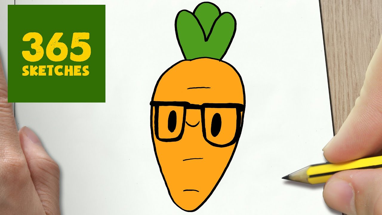 HOW TO DRAW A CARROT CUTE Easy step by step drawing lessons for kids   YouTube