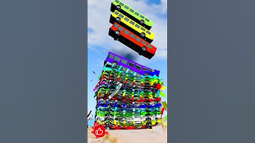 Mixed Color Buses Tower Fall Explode & Crash - BeamNG Drive #Youtubeshorts
