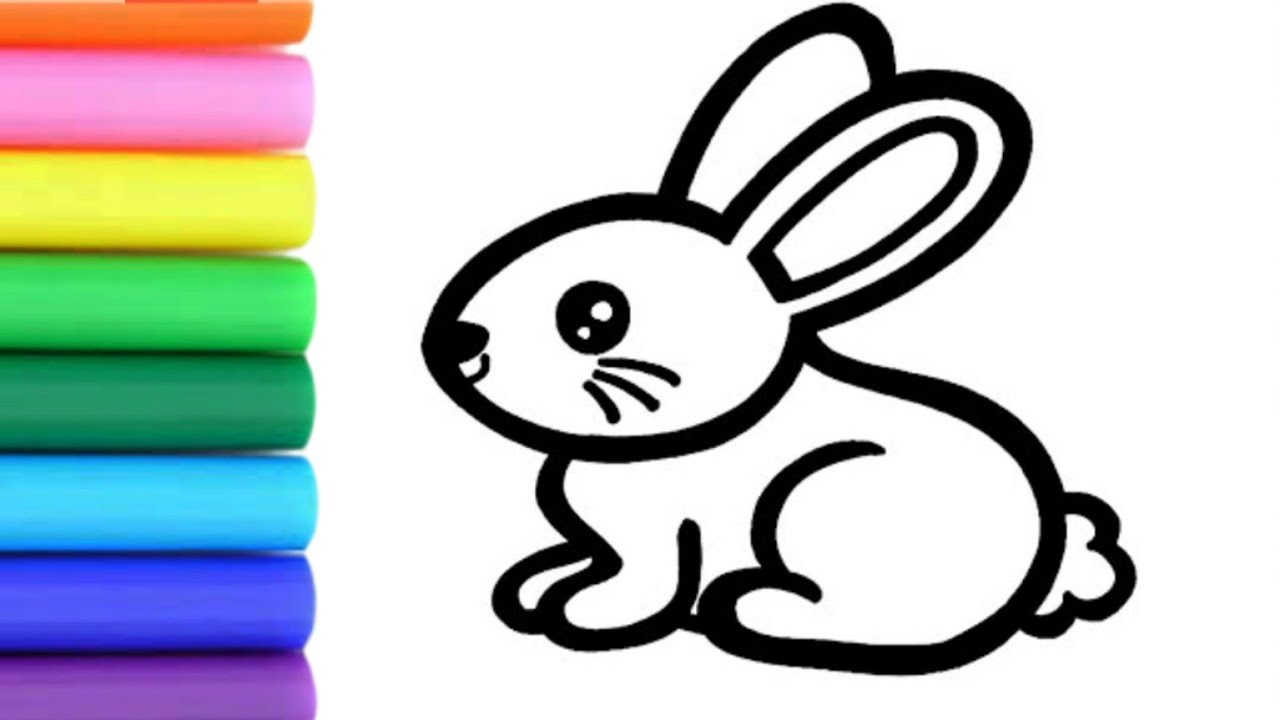 Draw Rabbit With Color How to draw a cute rabbit and coloring with crayons | drawing and ...