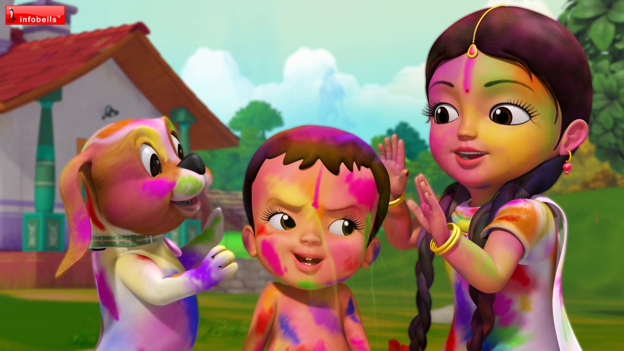 Holi Kids Song  Telugu Rhymes for Children  Infobells