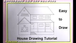 How to Draw a House Easy Step by Step | Cottage house easy draw tutorial for Beginners