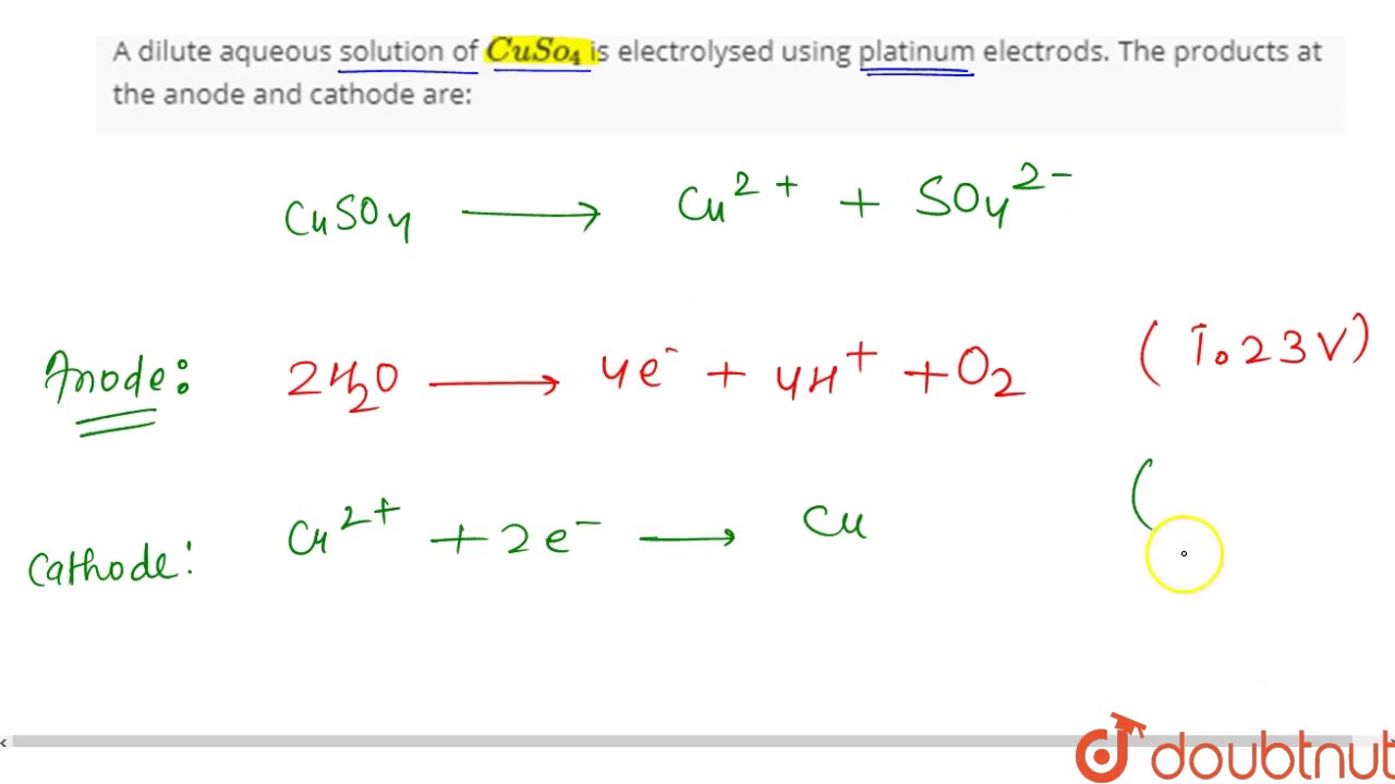 electrolysis of copper sulphate using platinum electrodes