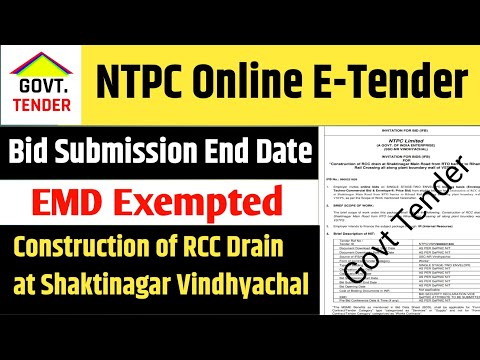 NTPC E-tender procurement. NTPC online tender. Construction of RCC Drain। NTPC tender कैसे भरें।