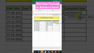 workday formula in Advance Excel #shorts #short #tips #workday #tipsexcel #advance @letsstudyexam16