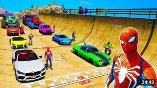 SPIDERMAN McQueen Ramp Challenge JUMP! SUPERHERO HULK Iron Man Goku Mack Truck Disney Cars 3 - GTA V