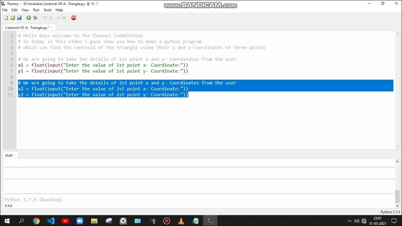 Centroid of the Triangle Using Python | CodeWithSai - YouTube