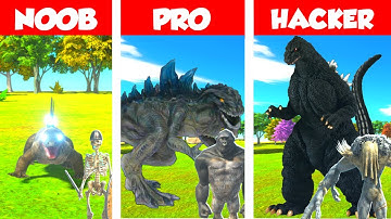 NOOB vs PRO vs HACKER: GODZILLA CREATING CHALLENGE IN ANIMAL REVOLT BATTLE SIMULATOR
