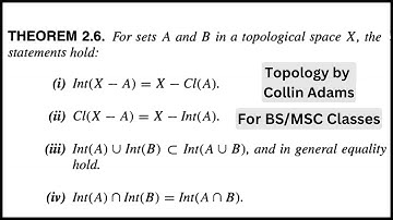 Int(X-A)=X-Cl(A), Cl(X-A)=X-Int(A), Union and Intersection of Interiors || Interior, Closure Thoerms