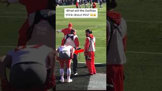 Travis Kelce’s response to a fan in the stands. ?NFL Chiefs TravisKelce Swifties