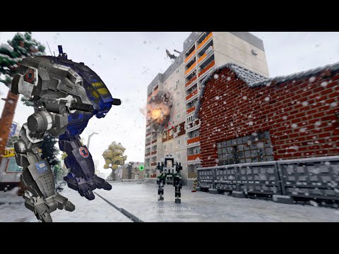 Robot destroys Russian Town in winter Mega Teardown