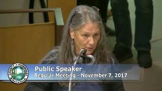 11 7 17  Nezzie Wade urges BOS to place Shelter Crisis Declaration & Task Force on agenda.