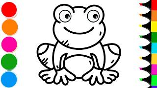 How to Draw Cartoon Happy Frog Step by Step | Drawing and Coloring a Cute Frog