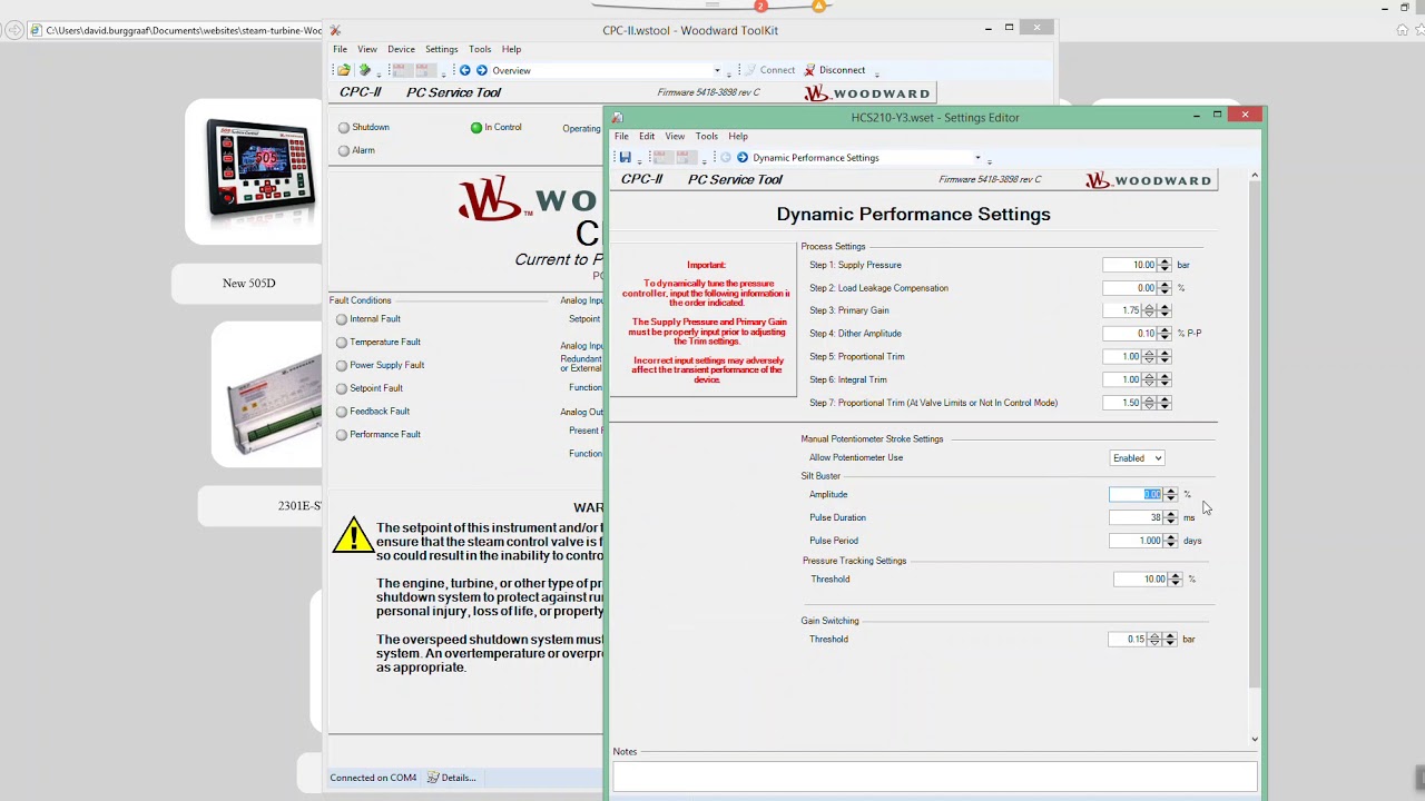 Woodward CPC-II settings adjustment