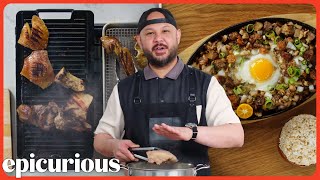 How A Filipino Chef Makes Traditional Pork Sisig | Passport Kitchen | Epicurious screenshot 3