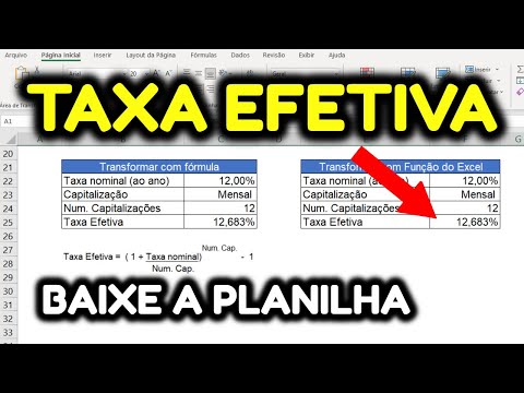 Como transformar taxa de juros nominal em efetiva no Excel [COMPLETO]