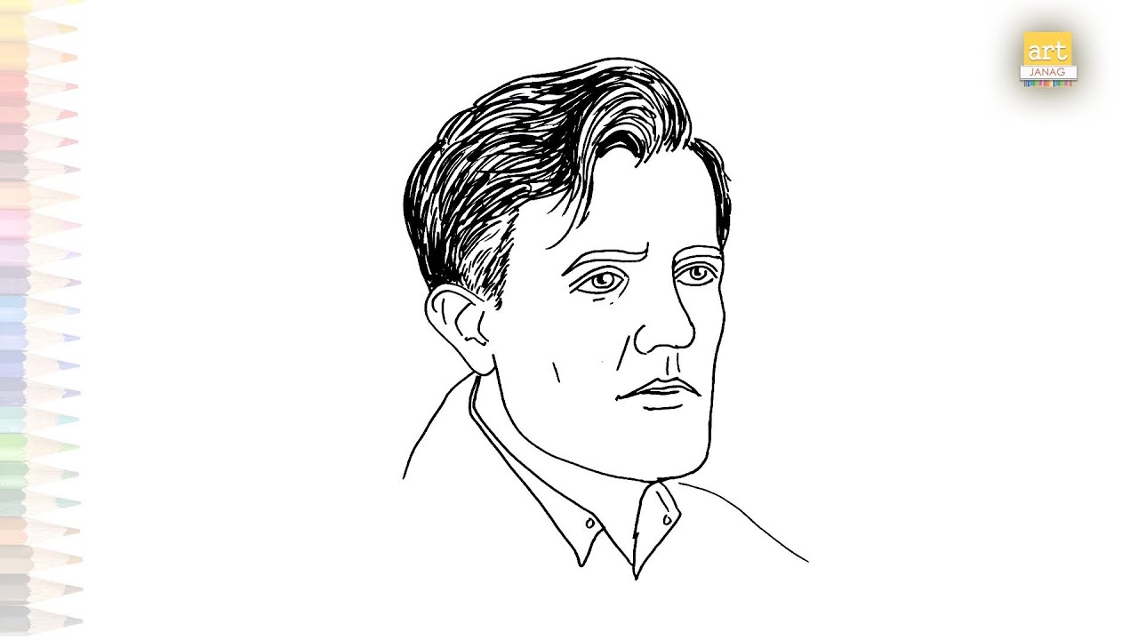 Jack London drawing | American novelist drawing | How to draw Jack London face step by step
