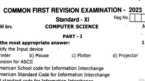 Class 11|Computer science|First Revision exam|Original question paper|Thiruvallur district