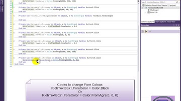 tutorial on: change the fore colour and back colour in VB.net with the Color integer code