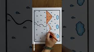 How to Rainy Season Drawing #shorts #drawing #rainyday #scenary #art