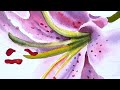 Watercolor painting beautiful lilly for beginner