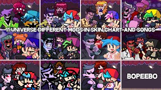 Bopeebo but universe with 11 Mods Difference In Skin and Song - Friday Night Funkin [FNF MODS]
