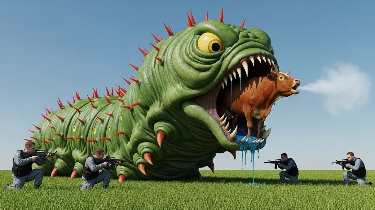 Heroic rescue team saves mother cow and homeowner from giant worm attack