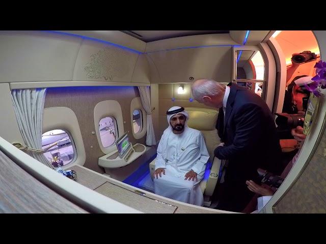 HH Sheikh Mohammed bin Rashid Al Maktoum visits New Emirates First Class Private Suite class=