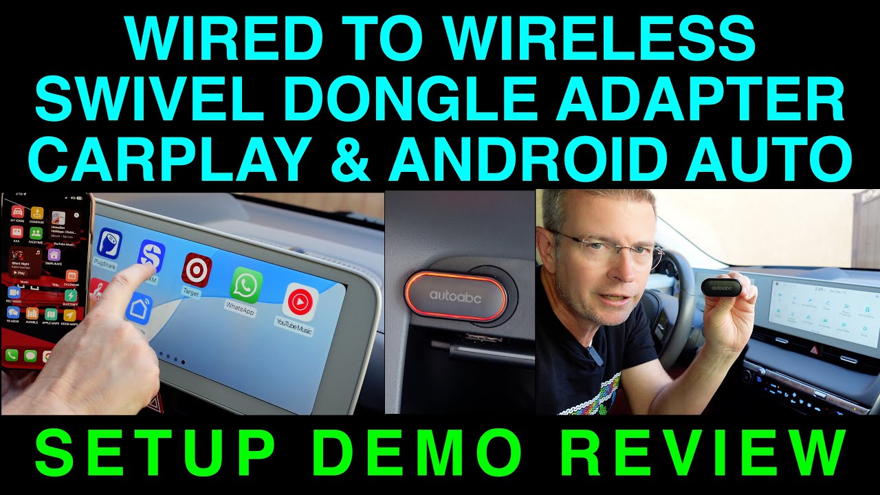AutoABC Wired to Wireless Swivel Dongle for CarPlay Android Auto Setup ...