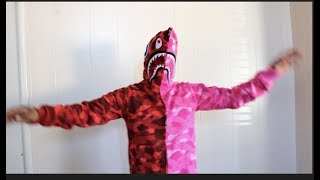 Red/pink bape shark hoodie 
