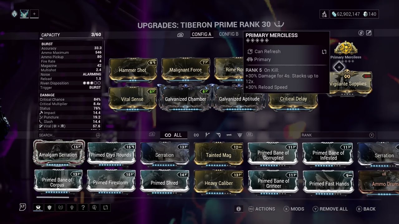 Warframe Tiberon Prime build