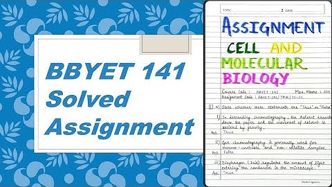 BBYET 141 Solved Assignment Cell And Molecular Biology | IGNOU | Botany | Pdf
