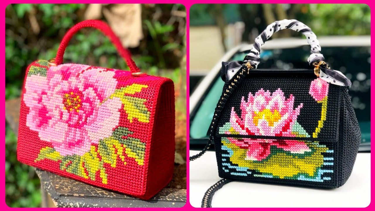 Best New Cross Stitch Embroidery Patterns Plastic Canvas Bags And Purses  Styles For Women's 