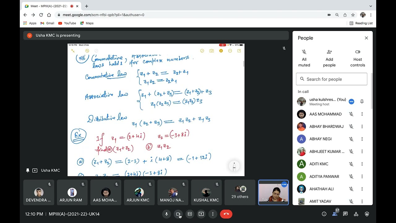 Prof. Usha Kulshreshtha (Class Lecture -12) on Complex Variable given online during 2020-21