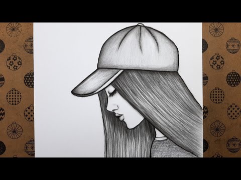 Kolay Karakalem Şapkalı Kız Resmi Adım Adım Nasıl Çizilir, Kolay Çizimler Nasıl Yapılır