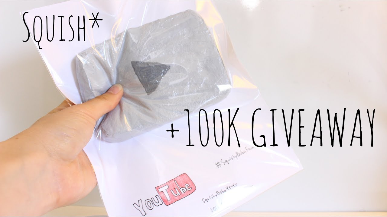 Squishy Silver YouTube play button+100K GIVEAWAY