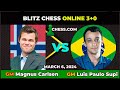 Magnus carlsen vs gm luis paulo supi   blitz chess 30  chesscom  march 6 2024