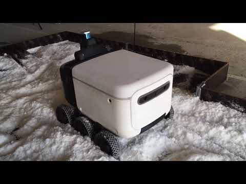 Delivery robot on-site testing: artificial snow